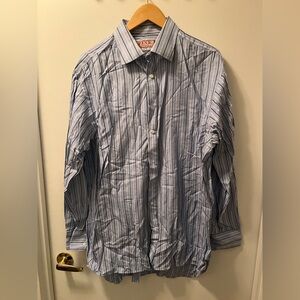 Thomas Pink Blue Striped Men's Dress Shirt